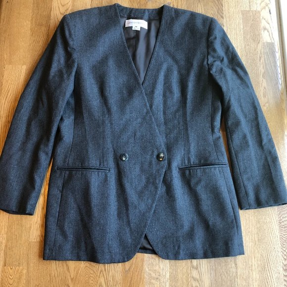 Vintage Jones New York Pure Wool Blazer Gray Size 16 - Picture 1 of 12